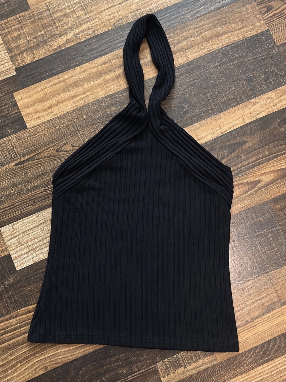 Black Ribbed Halter Tank Top - Sleek Women's Top